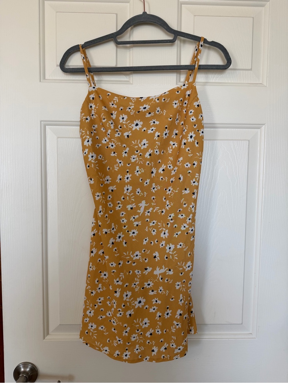 Princess Polly Mustard Yellow Floral Mini Dress - size 6